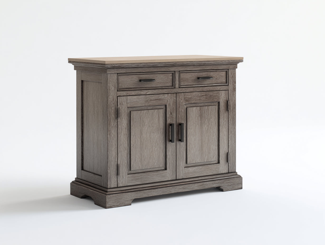 Buffet - Bois - 116x44x86 cm - Gris brun-Chêne clair - Rustique
