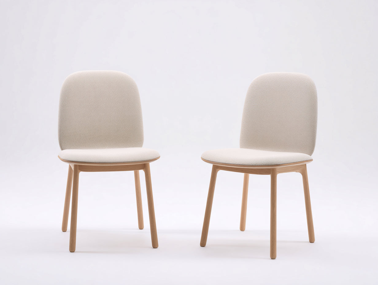Chaise de salle à manger - tissu-bois - 50x57x84 cm - crème-naturel - moderne