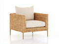Fauteuil de jardin - Rotin tressé - 88x82x74 cm - Beige naturel-Crème - Contemporain