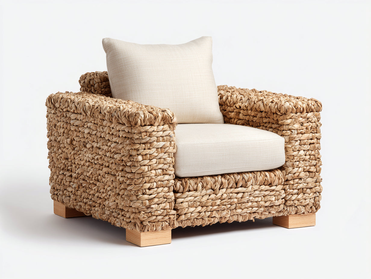 Fauteuil de jardin - rotin - 100x88x79 cm - naturel-beige - rustique