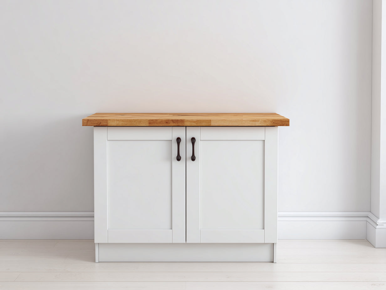 Buffet - Bois - 100x42x88 cm - Blanc-Chêne naturel - Campagne moderne