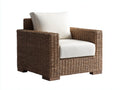 Fauteuil de jardin - Rotin tressé - 92x86x76 cm - Brun naturel-Blanc cassé - Rustique