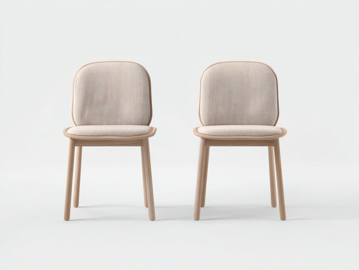 Chaise de salle à manger - tissu-bois - 48x55x81 cm - écru-naturel - scandinave