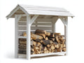 Abri à bûches-Bois-176x68x150 cm-Blanc-Rustique extérieur