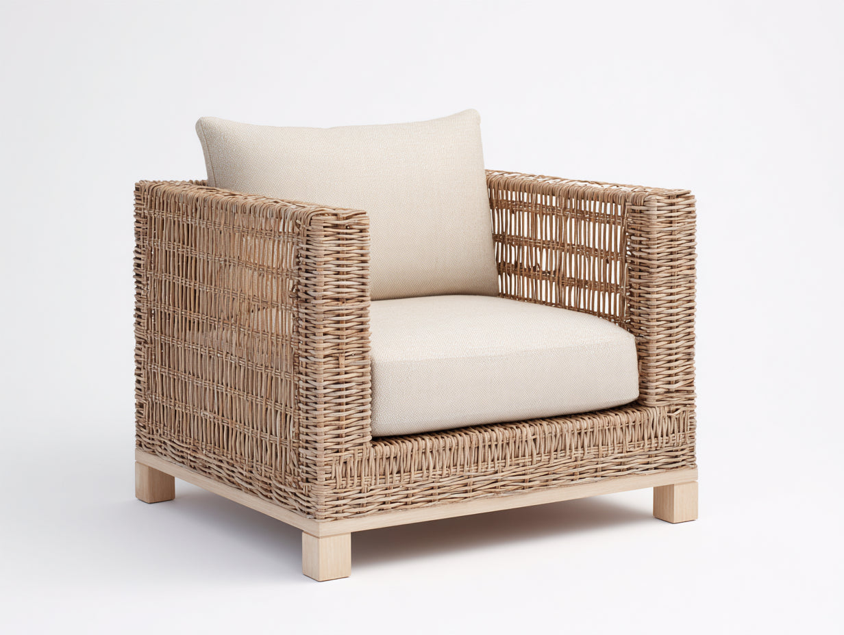 Fauteuil de jardin - rotin - 96x84x80 cm - naturel-beige - ajouré