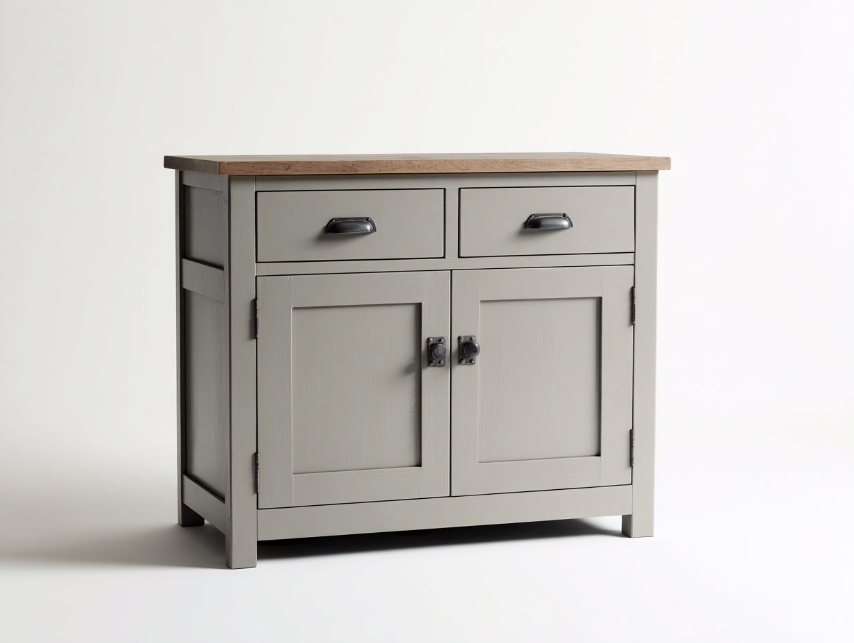 Buffet - Bois - 112x45x88 cm - Gris sauge-Chêne naturel - Campagne moderne