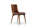 Chaise de salle à manger - cuir synthétique-bois - 49x56x85 cm - marron-noyer - industriel
