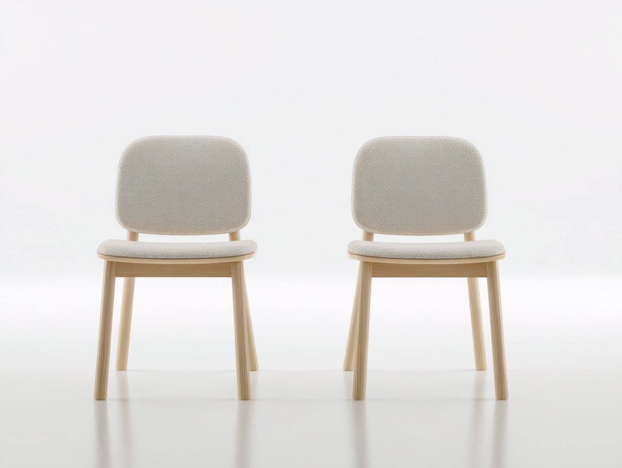 Chaise de salle à manger - tissu-bois - 47x54x80 cm - beige-naturel - scandinave