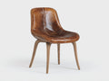 Chaise de salle à manger - cuir synthétique-bois - 50x57x84 cm - marron-noyer - vintage