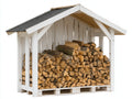 Abri à bûches-Bois-224x82x182 cm-Blanc-Gris-Rustique couvert