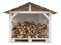 Abri à bûches-Bois-192x78x166 cm-Blanc-Gris-Chalet rustique