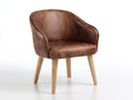 Chaise de salle à manger - cuir synthétique-bois - 61x59x77 cm - marron-naturel - moderne