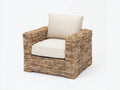 Fauteuil de jardin - Rotin tressé - 89x83x74 cm - Beige brun-Crème - Bohème