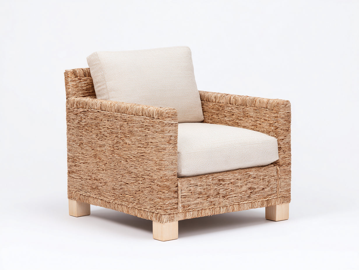 Fauteuil de jardin - Corde tressée - 76x78x77 cm - Beige naturel - Contemporain
