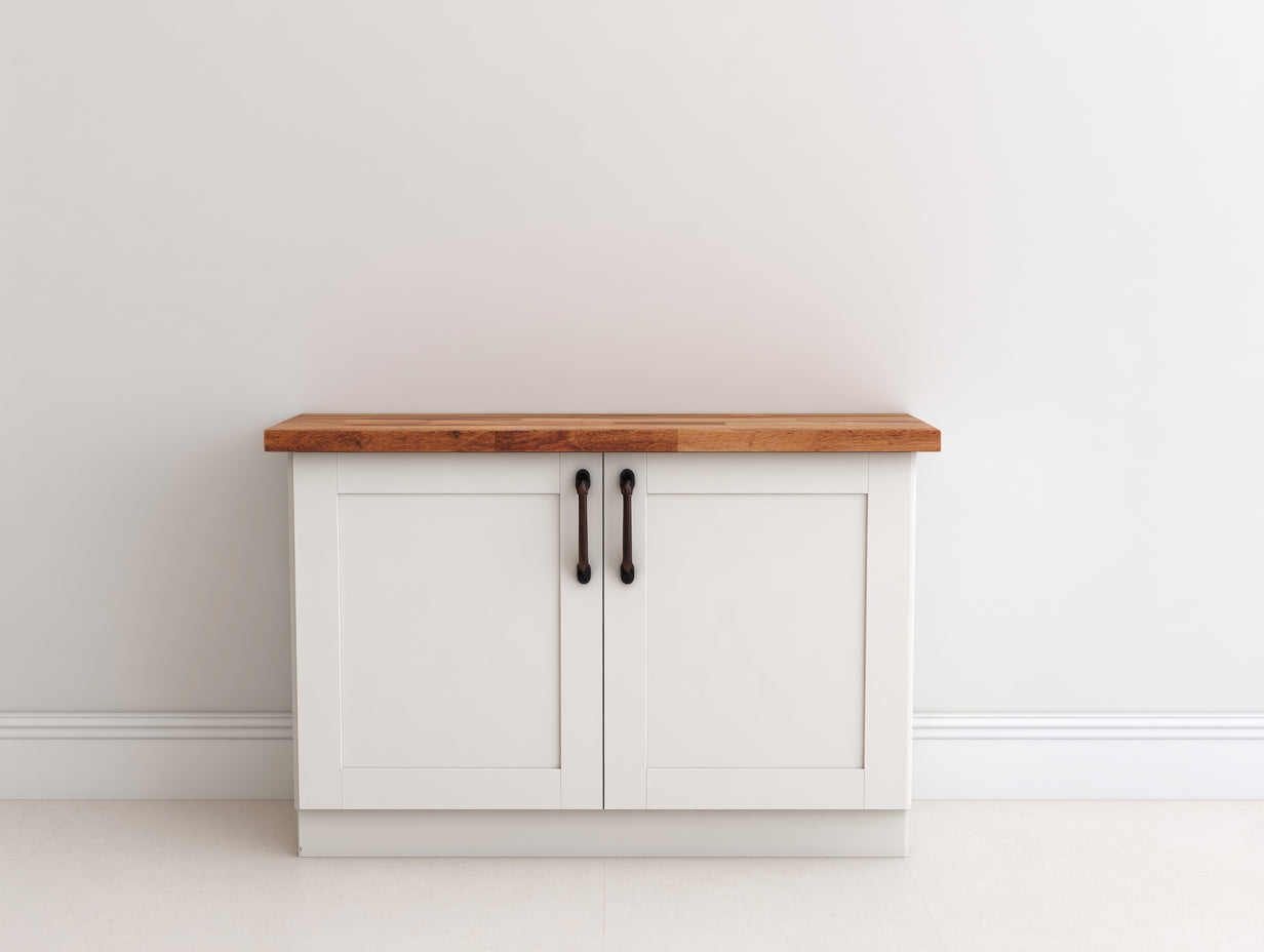 Buffet - Bois - 108x44x82 cm - Blanc cassé-Chêne naturel - Campagne