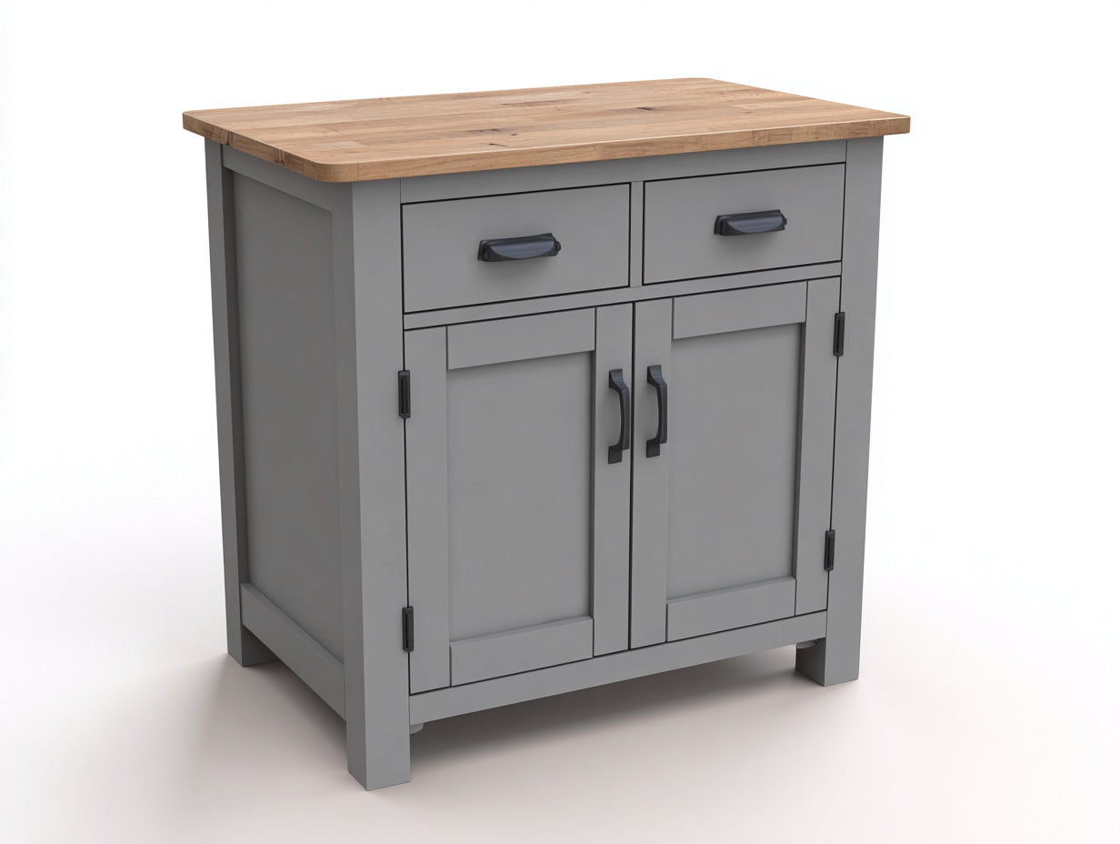Buffet - Bois - 110x45x88 cm - Gris-Chêne naturel - Industriel moderne