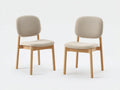 Chaise de salle à manger - tissu-bois - 49x56x82 cm - beige-naturel - moderne