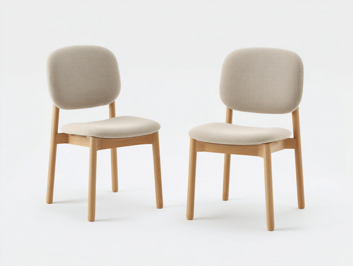 Chaise de salle à manger - tissu-bois - 49x56x82 cm - beige-naturel - moderne