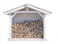 Abri à bûches-Bois-208x76x172 cm-Blanc-Gris-Chalet rustique