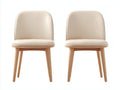 Chaise de salle à manger - cuir synthétique-bois - 50x57x83 cm - crème-naturel - moderne