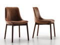 Chaise de salle à manger - cuir synthétique-bois - 50x57x84 cm - marron-noyer - vintage