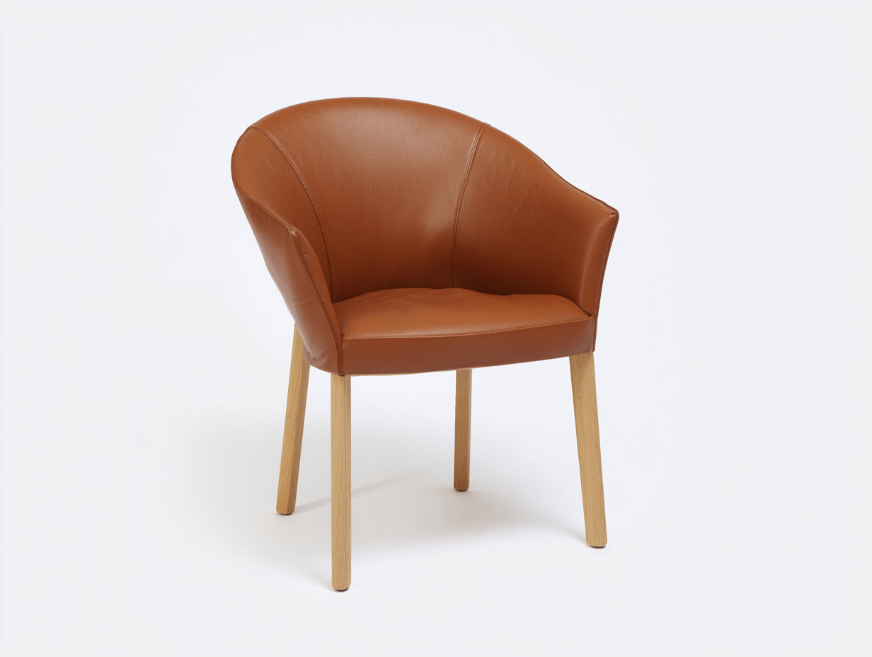 Chaise de salle à manger - cuir synthétique-bois - 62x60x78 cm - marron cognac-naturel - moderne