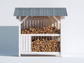 Abri à bûches-Bois-184x60x170 cm-Bois clair-Gris-Extérieur couvert